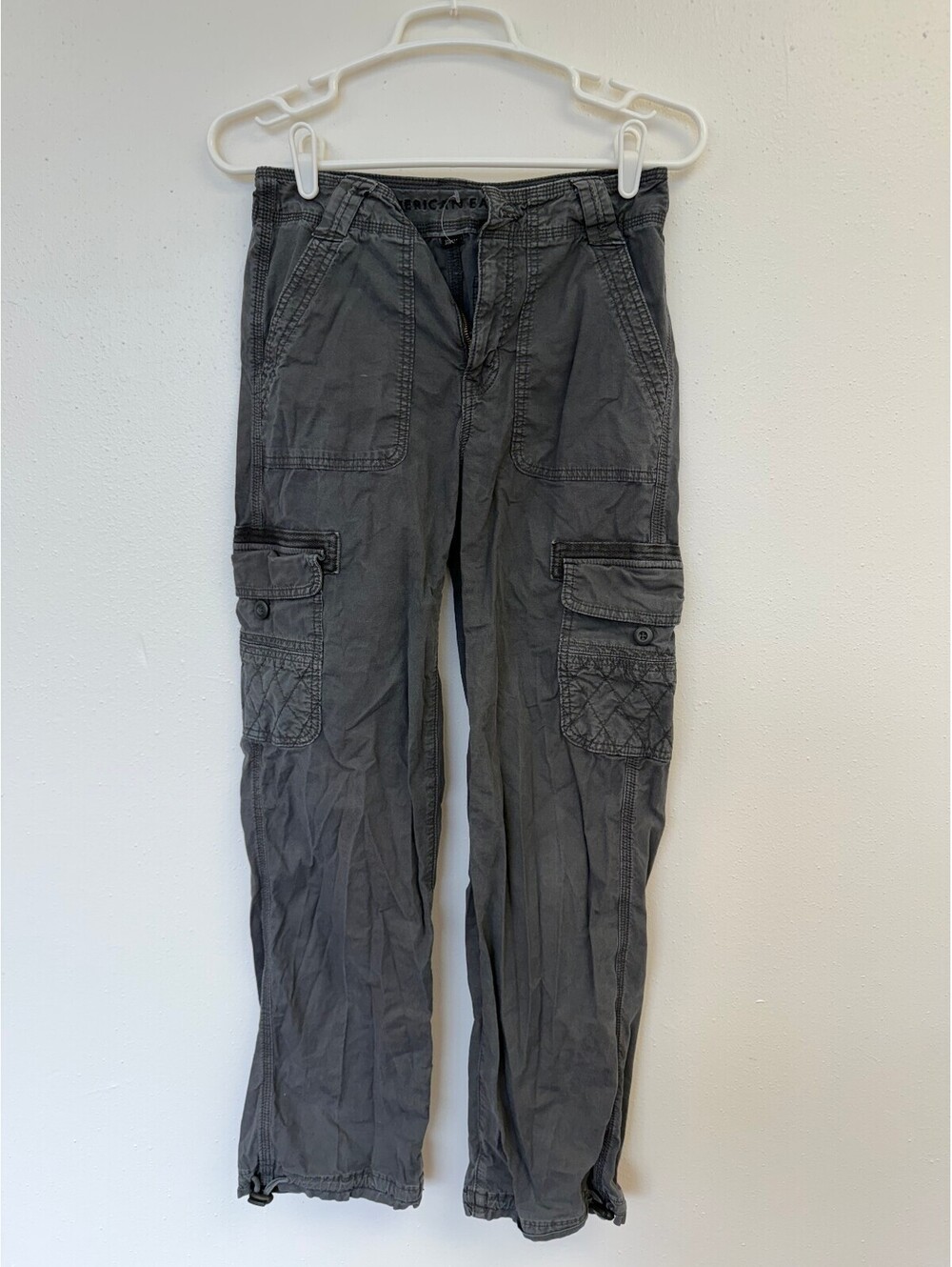 American Eagle Gray Stretch Cargo Pants Size 00 Regular